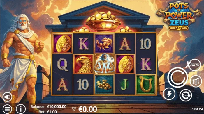Pots of Power: Zeus – hlavní obrazovka s válci
